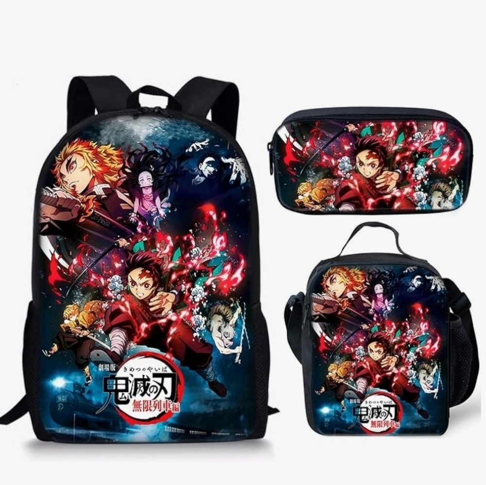 NIB Deamon‎ slayer anime backpack, lunchbag and pencil case set